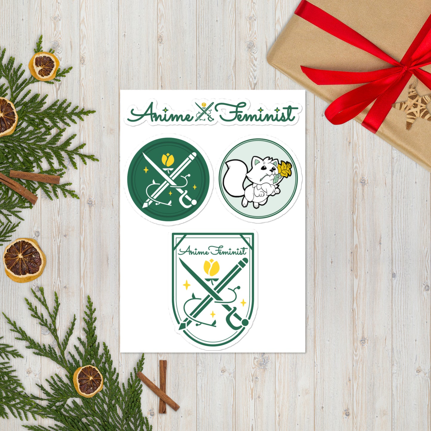 AniFem Logo & Crest Sticker Sheet