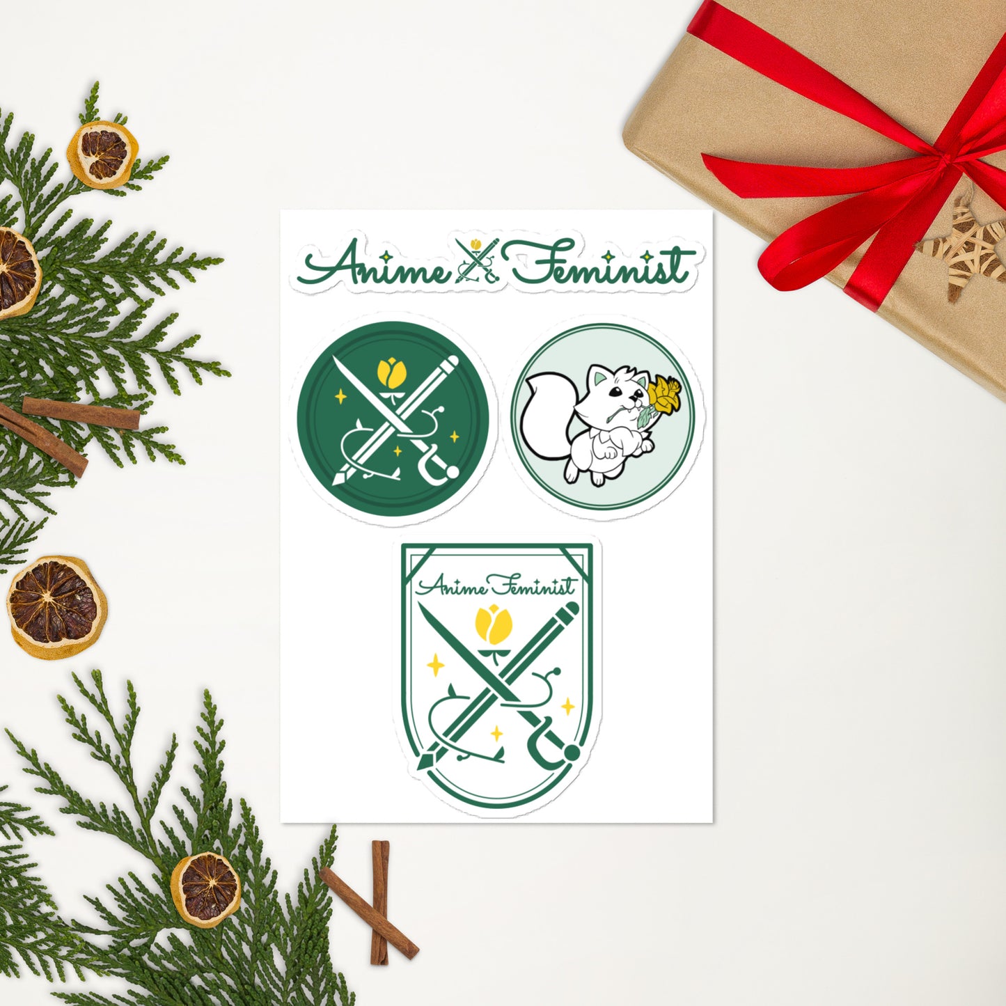 AniFem Logo & Crest Sticker Sheet