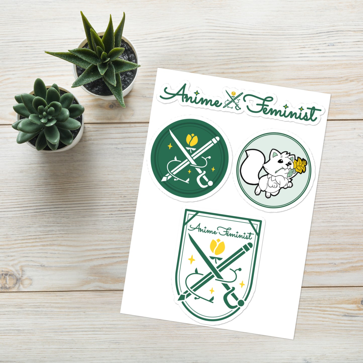 AniFem Logo & Crest Sticker Sheet