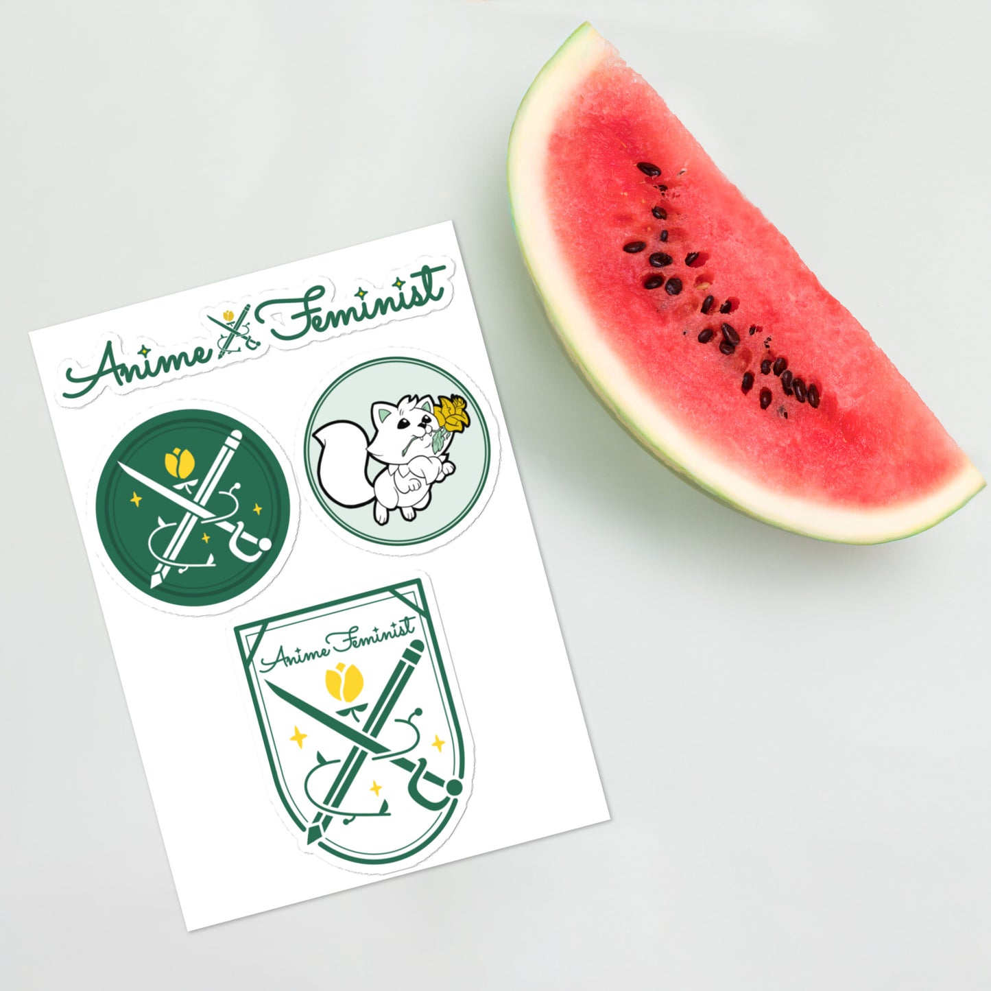 AniFem Logo & Crest Sticker Sheet