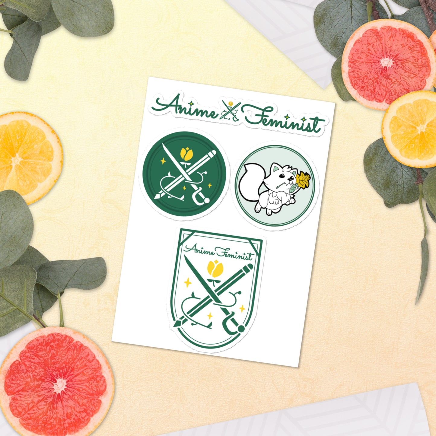 AniFem Logo & Crest Sticker Sheet