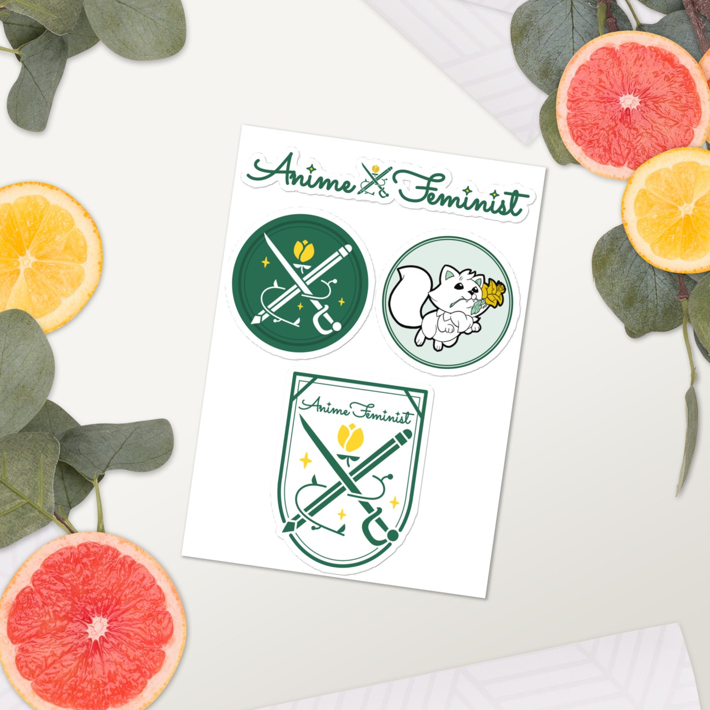 AniFem Logo & Crest Sticker Sheet